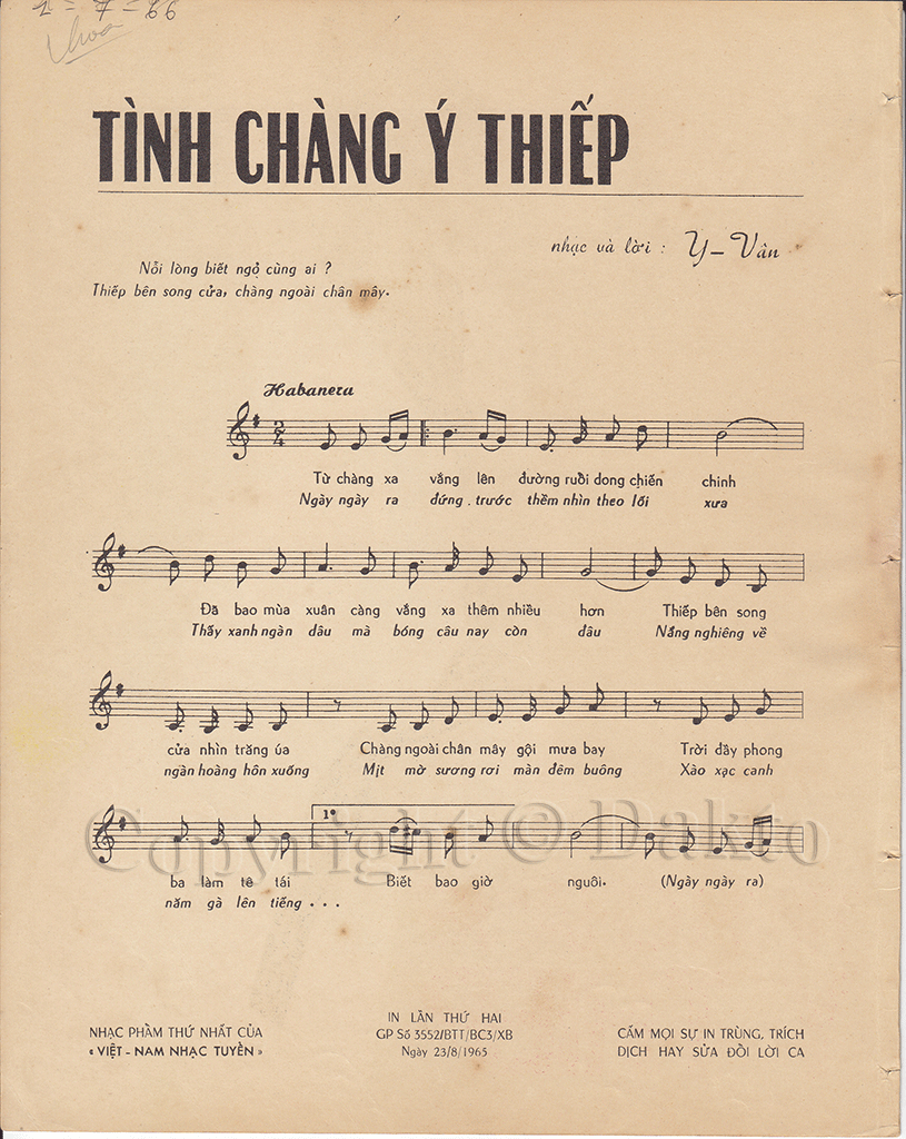 tinhchangythiep2 - [Sheet] Tình chàng ý thiếp - thơ: Đặng Trần Côn, nhạc: Y Vân