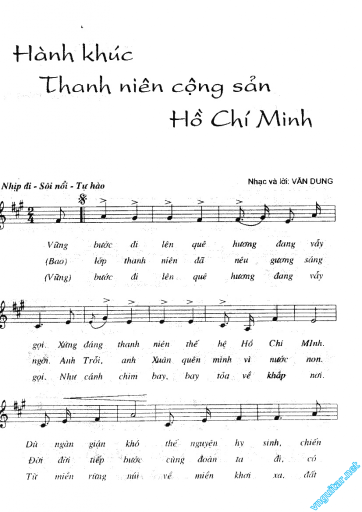 sheet hanh khuc thanh nien cong san ho chi minh van dung 01 724x1024 - [Sheet] Hành khúc Thanh niên Cộng sản Hồ Chí Minh - Văn Dung