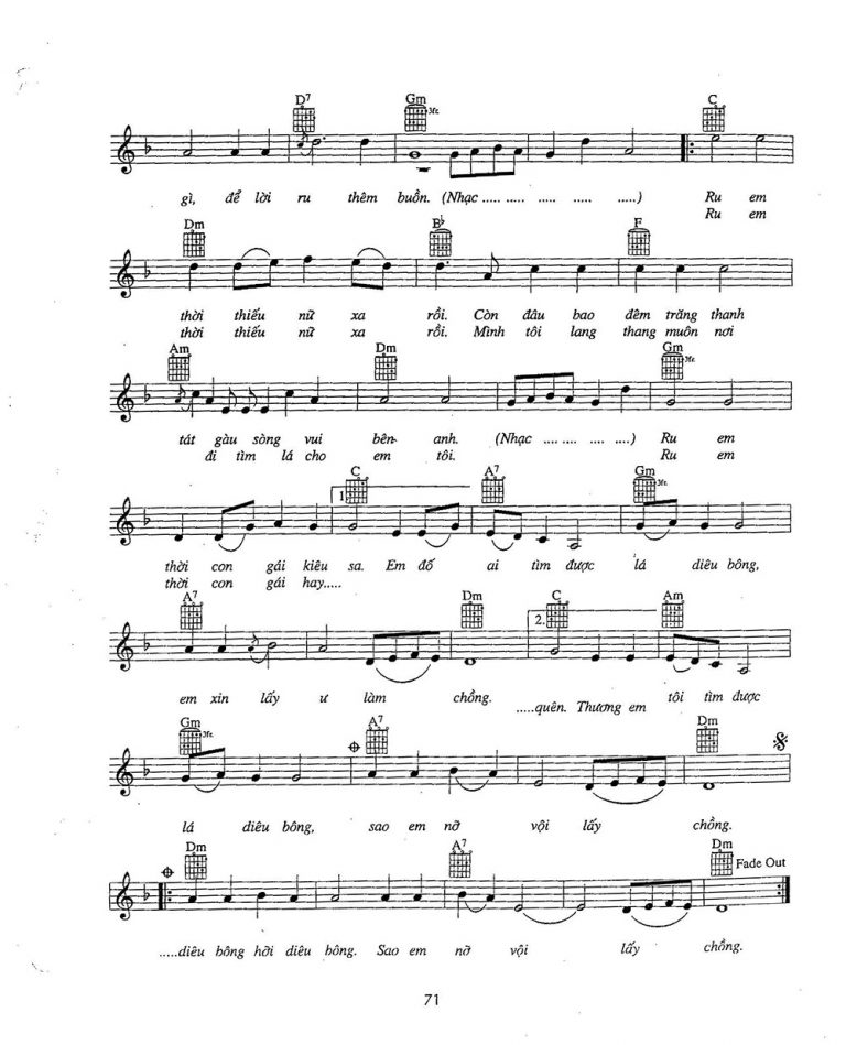 [Sheet] Sao em nỡ vội lấy chồng thơ Hoàng Cầm, nhạc Trần Tiến