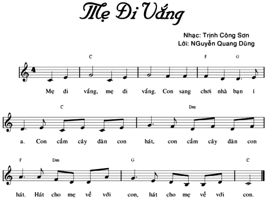 [Sheet] Mẹ đi vắng - lời: Nguyễn Quang Dũng, nhạc: Trịnh Công Sơn